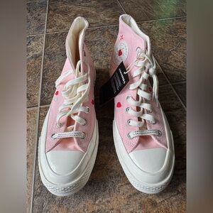 NEW!! Converse Chuck 70 Hi Lace Ip Heart Embroidery Sneakers- Pink, Women’s 40/9